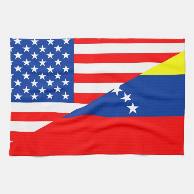 United States Amerika venezuela halv flagga USA Kökshandduk (Horisontell)