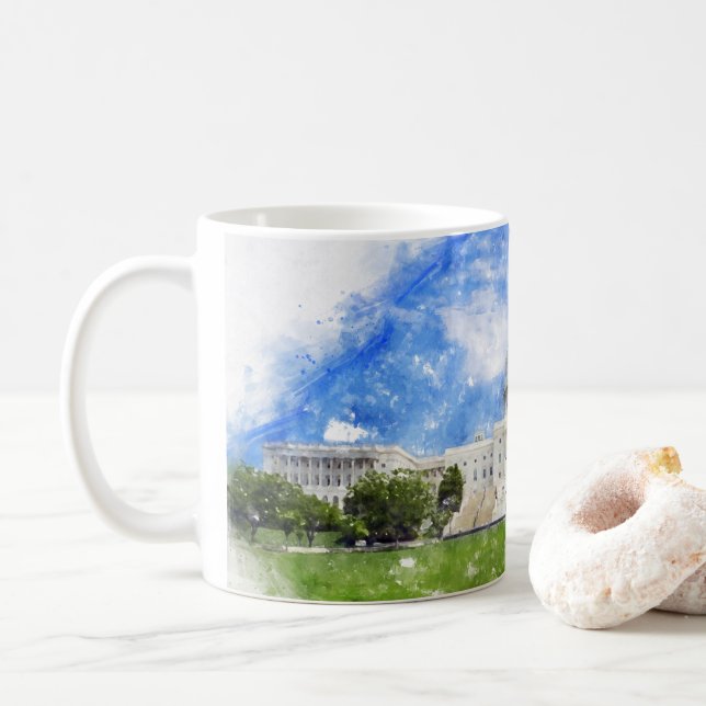 United States Capitol i Washington DC Pastell Ritn Kaffemugg (Med munk)