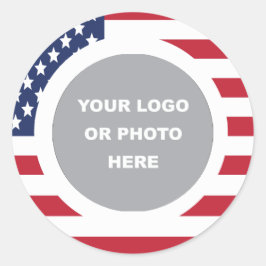 United States Flag Border with Logo Runt Klistermärke