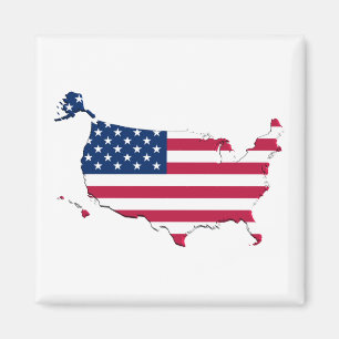United States Flagga-Karta Magnet