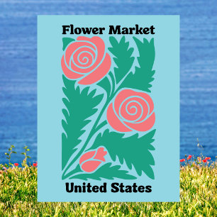 United States Flower Market Rosa Ros Blomma Vykort