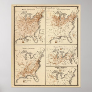 United States folkräkningkartor, 1870 Poster