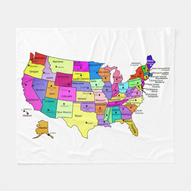 United States kartlägger statliga namn och Fleecefilt (Framsidan (Horisontell))