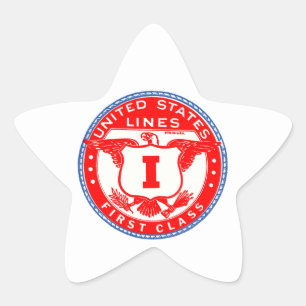 United States Lines First Class Stjärnformat Klistermärke