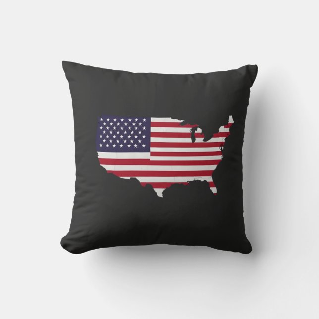 United States Map Filled with American Flag Kudde (Framsida)