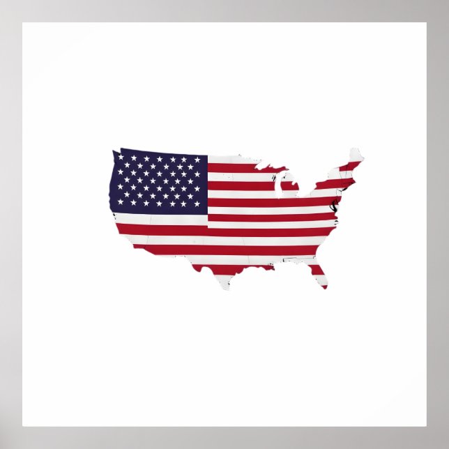 United States Map Filled with American Flag Poster (Framsidan)