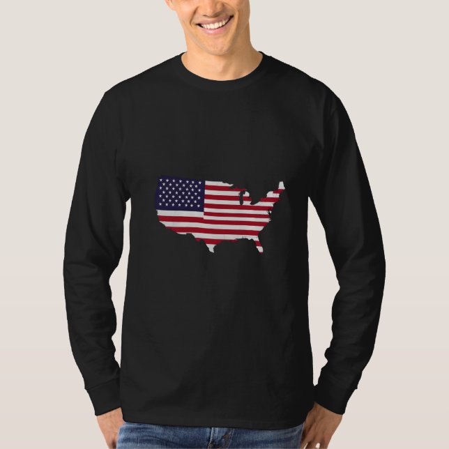 United States Map Filled with American Flag T Shirt (Framsida)