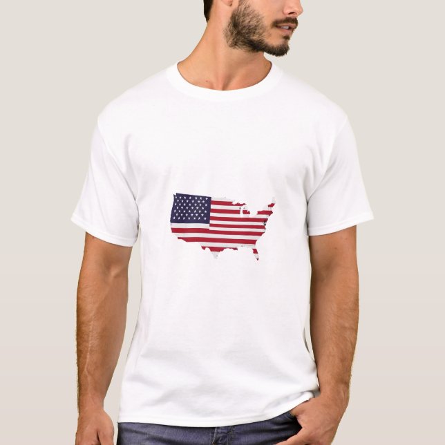 United States Map Filled with American Flag T Shirt (Framsida)