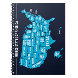 United States Map Teal Minimal Design Anteckningsbok