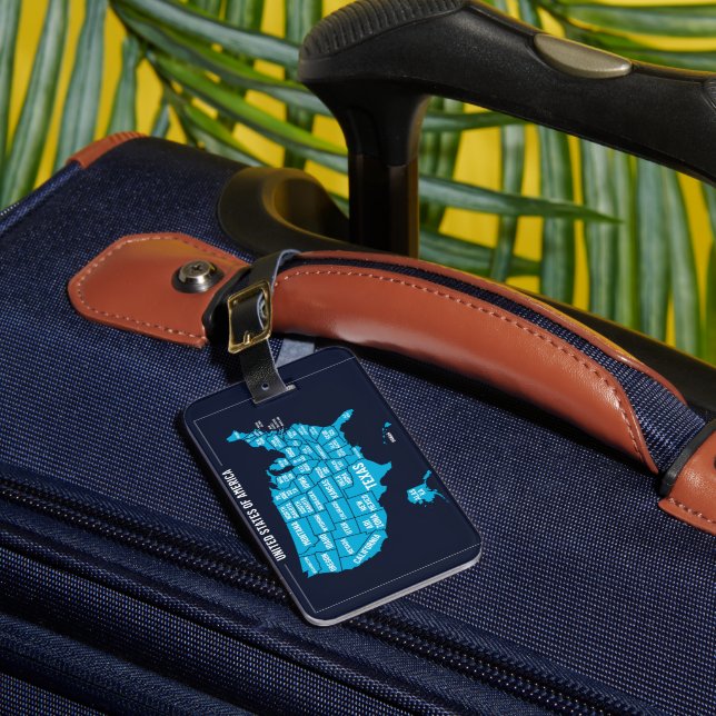 United States Map Teal Minimal Design Bagagebricka (Framsida Insitu 1)