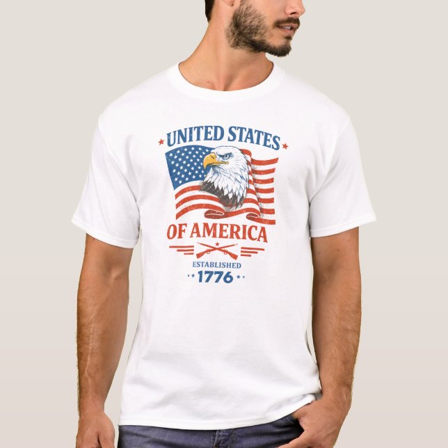 United States of America 1776 Eagle Design T Shirt (Framsida)