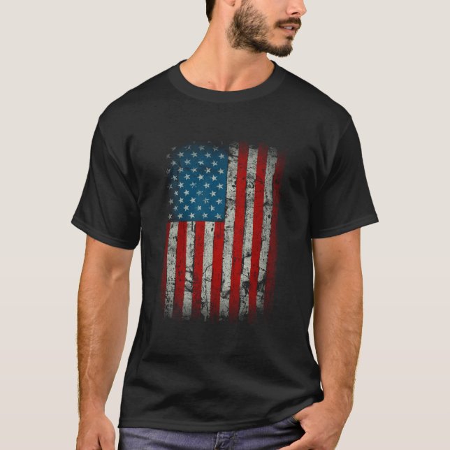 United States Of America Flag Distressed Patriotic T Shirt (Framsida)