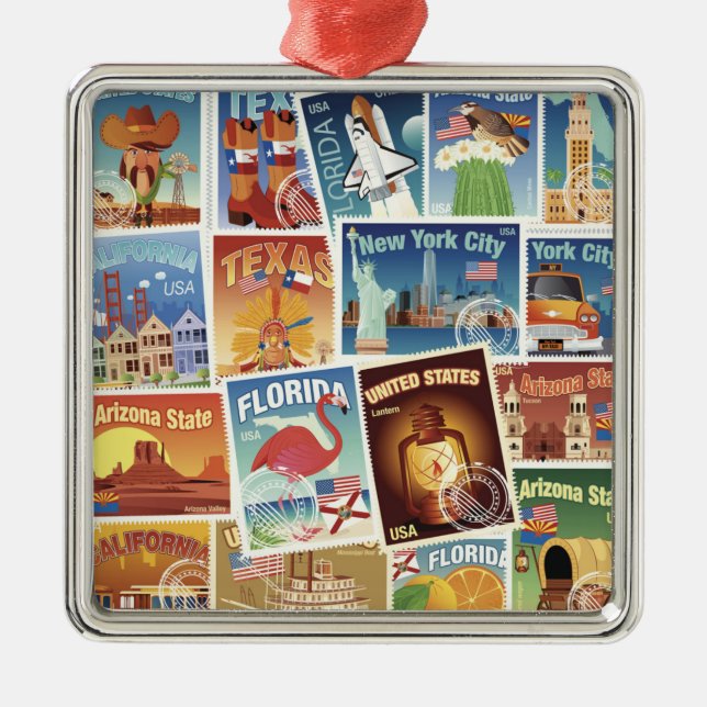 United States portofrimärken Julgransprydnad Metall (Framsidan)