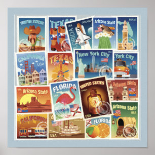 United States portofrimärken Poster