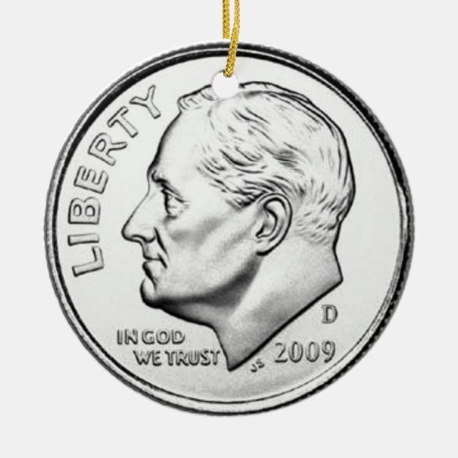 United States Roosevelt Dime Julgransprydnad Keramik (Framsidan)