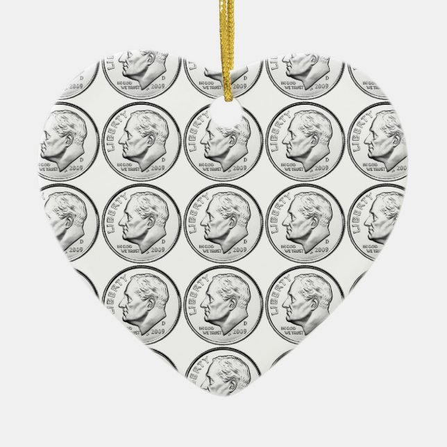 United States Roosevelt Dime Julgransprydnad Keramik (Framsidan)