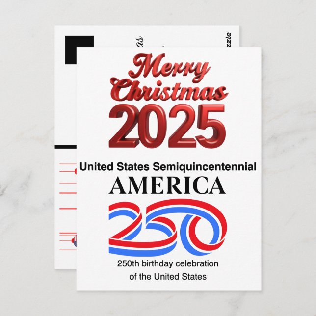 United States Semiquincentennial: New Year 2026 Vykort (Fram/baksida)