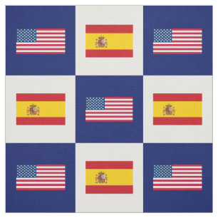 United States sjunker, den Spanien flagga på blå Tyg