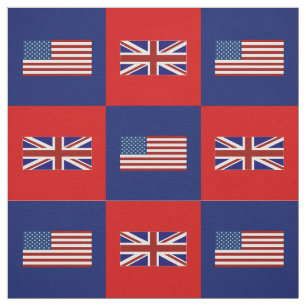 United States sjunker, UK-flagga på blått och r Tyg