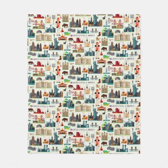 United States symbolmönster Fleecefilt (Framsidan)