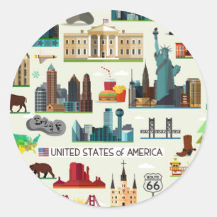 United States symbolmönster Runt Klistermärke