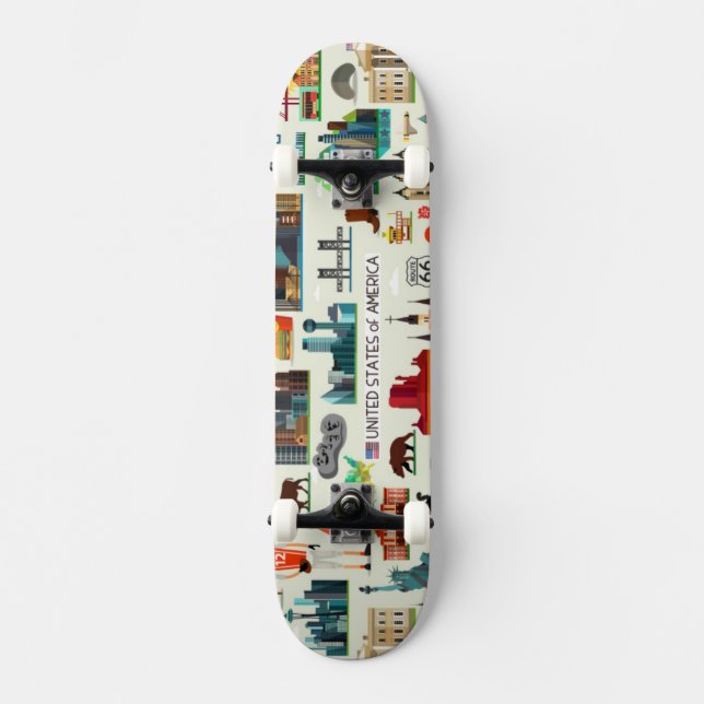 United States symbolmönster Skateboard Bräda 20 Cm (Framsida)