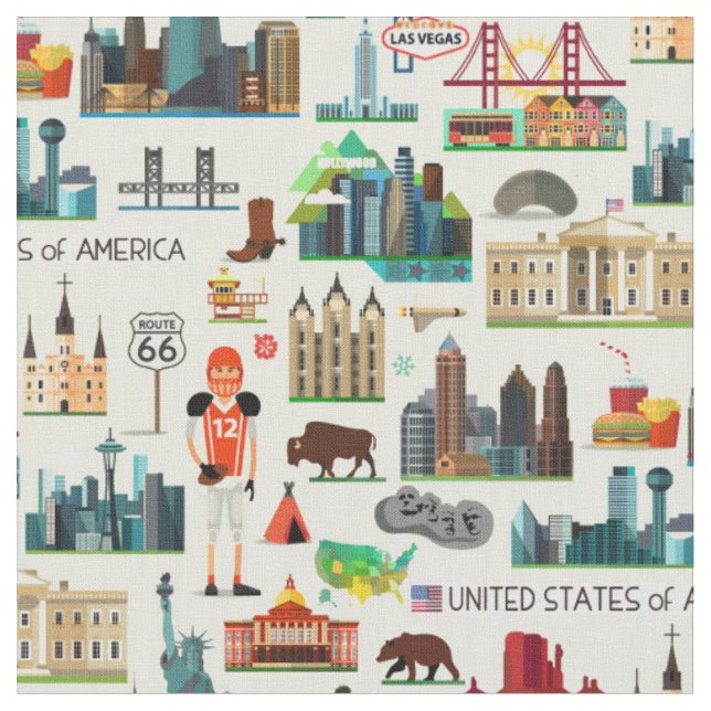 United States symbolmönster Tyg (Närbild)