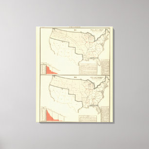 United States två färg lithographed kartor Canvastryck