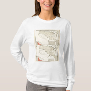 United States två färg lithographed kartor Tee Shirt