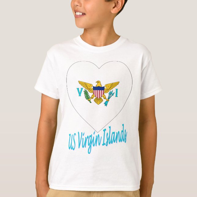 United States Virgin Islands flaggahjärta Tee Shirt (Framsida)