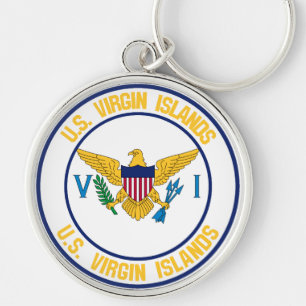 United States Virgin Islands rundaEmblem Rund Silverfärgad Nyckelring