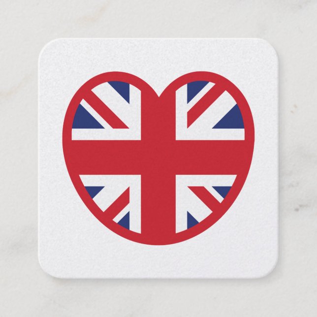 United Union Jack Flagga Heart Fyrkantigt Visitkort (Framsida)