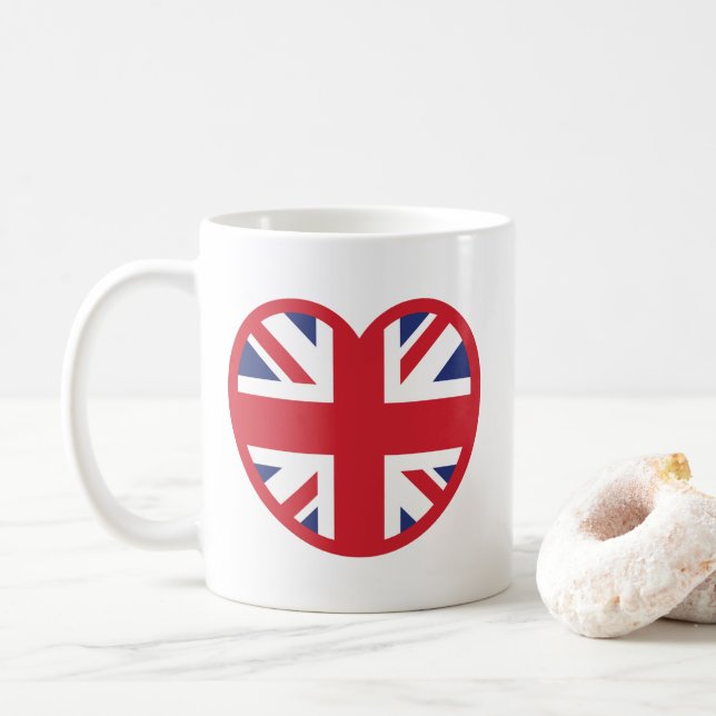 United Union Jack Flagga Heart Kaffemugg (Med munk)