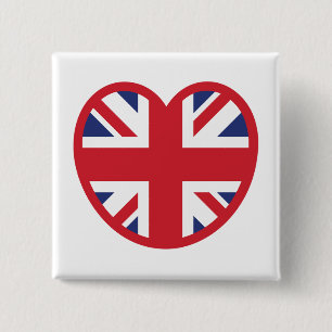 United Union Jack Flagga Heart Knapp