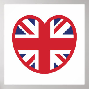 United Union Jack Flagga Heart Poster