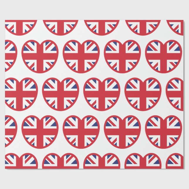 United Union Jack Flagga Heart Presentpapper (Platt)
