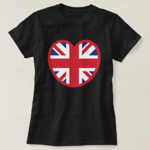 United Union Jack Flagga Heart T Shirt