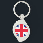 United Union Jack Flagga Swirl Silverfärgad Nyckelring<br><div class="desc">United Union Jack Flagga</div>