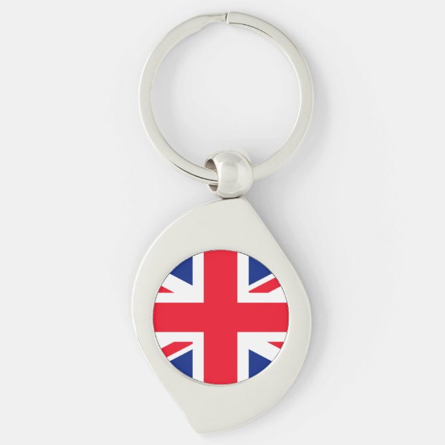 United Union Jack Flagga Swirl Silverfärgad Nyckelring (Framsidan)