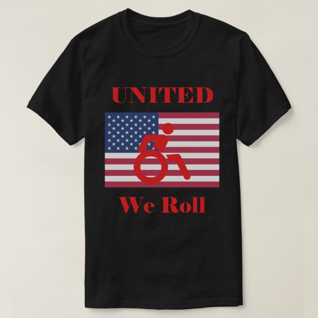 United We Roll - Wheelcourt & American Flagga T-shirt (Design framsida)