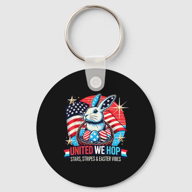 United We Skutt - Patriotic Påskhare Usa Pride Nyckelring (Framsida)