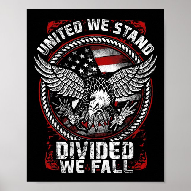 United we stand Divive we Fall - Patriotic Vetera Poster (Framsidan)