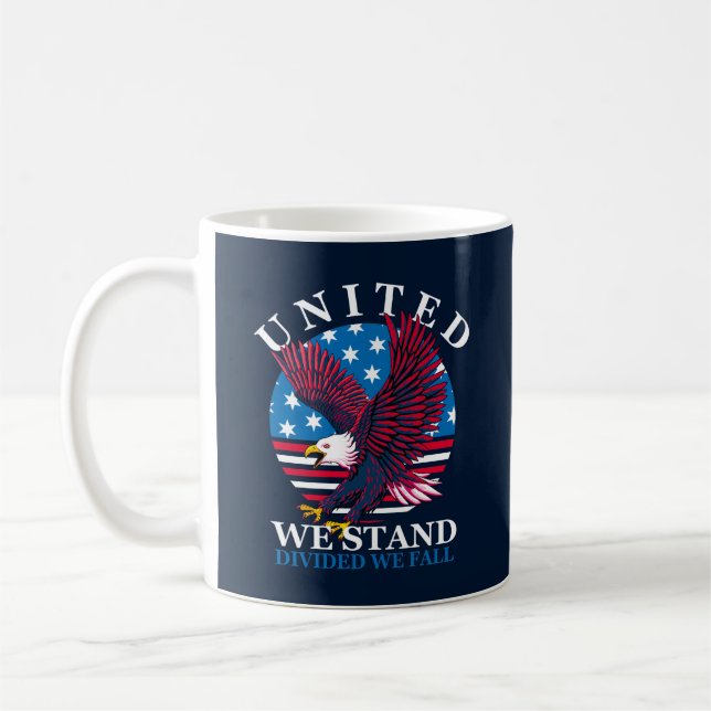 United we stand - Eagle och American Flagga Kaffemugg (Vänster)