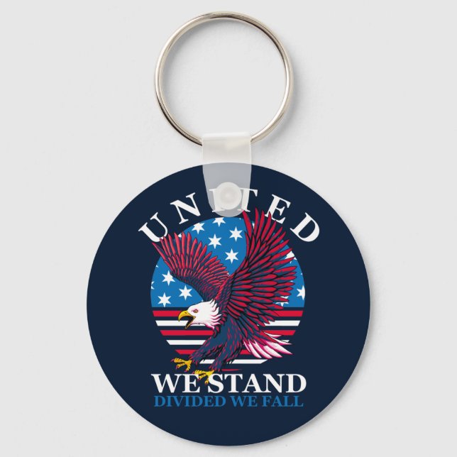 United we stand - Eagle och American Flagga Nyckelring (Framsida)