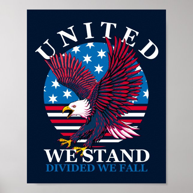 United we stand - Eagle och American Flagga Poster (Framsidan)