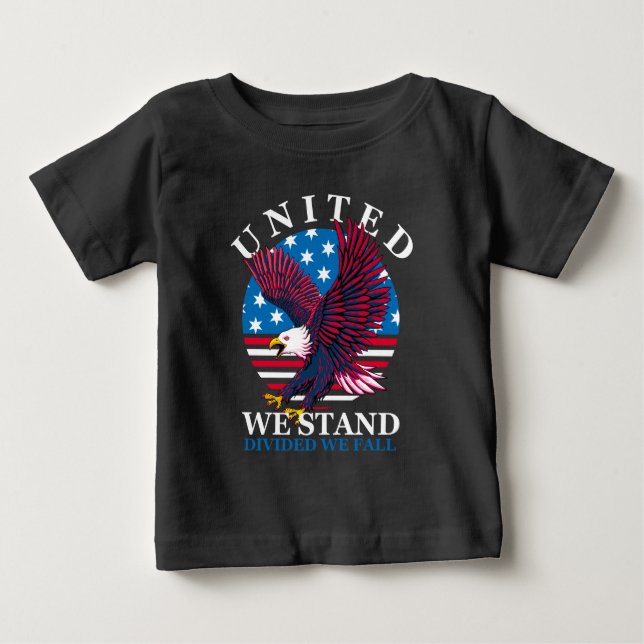 United we stand - Eagle och American Flagga T Shirt (Framsida)