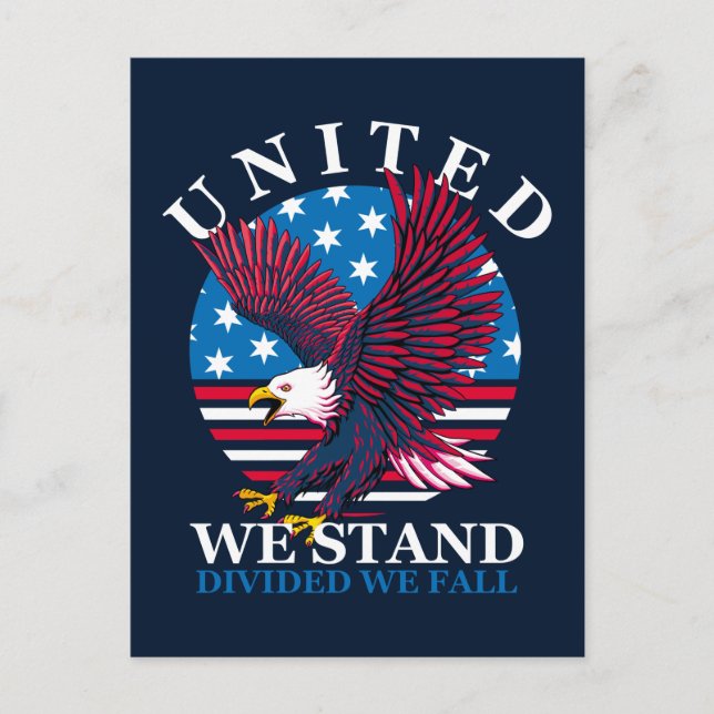 United we stand - Eagle och American Flagga Vykort (Framsida)