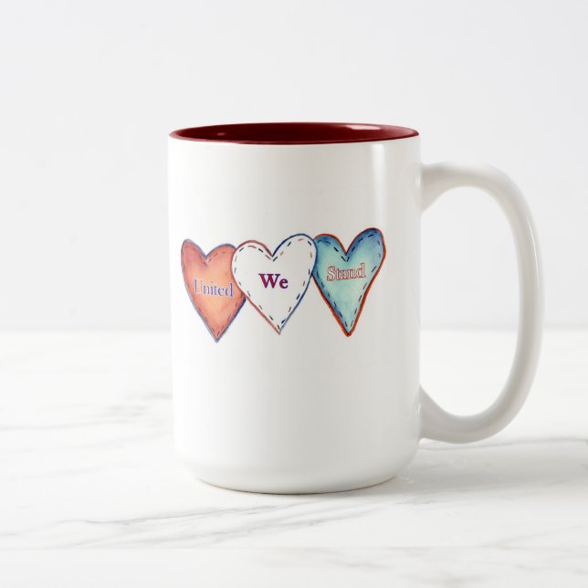 United We stand Patriotic Hearts Två-Tonad Mugg (Höger)