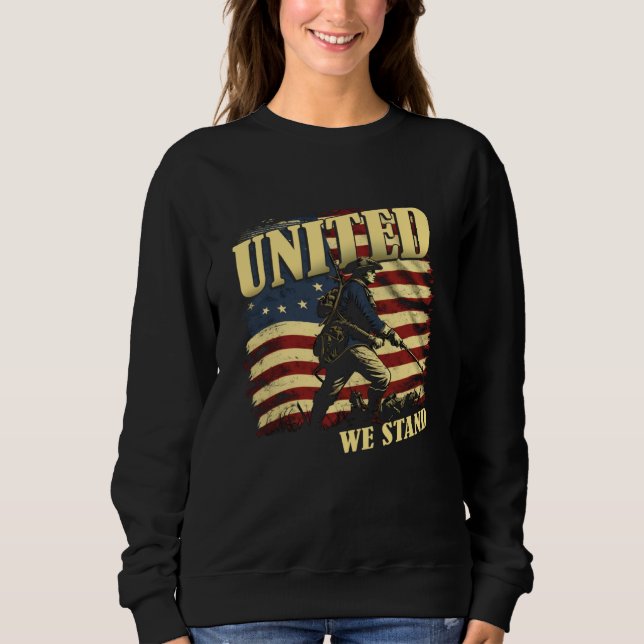 United We Stand Patriotic July 4th American Revolu T Shirt (Framsida)