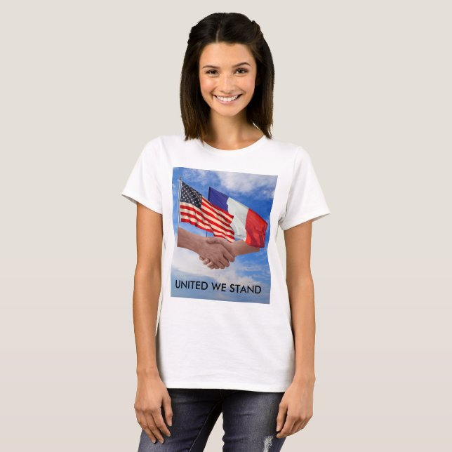 United we stand USA & Frankrike Women's Basic T-Sh T Shirt (Hel framsida)